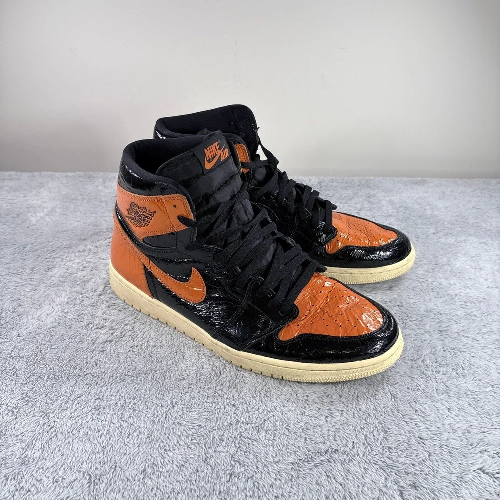 Jordan 1 Retro High Shattered Backboard 3.0 Black Orange 555088-028 Mens Size 14